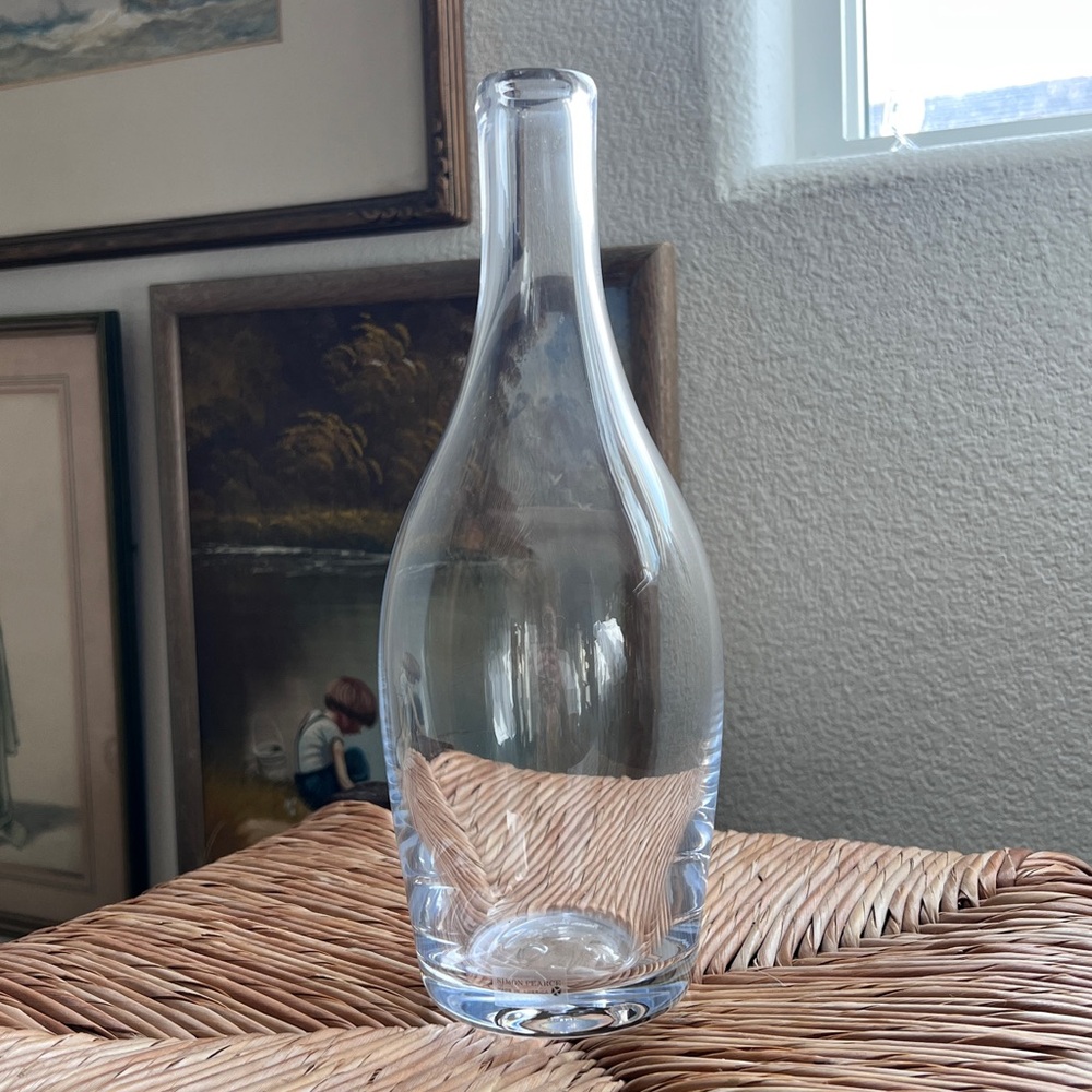 Simon Pearce Handblown Clear Glass Wine Decanter‎ Carafe 10.5” Retired USA